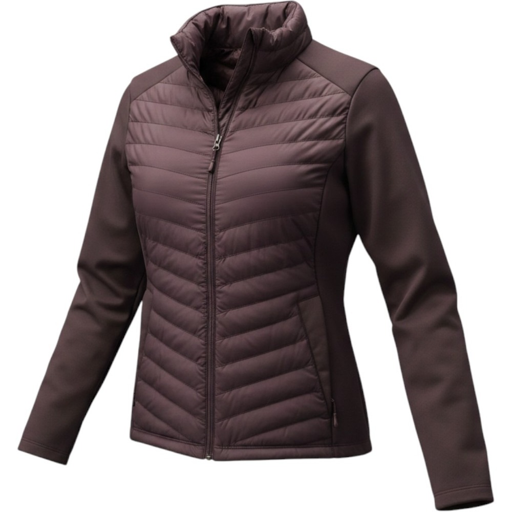 32 Degrees Heat Hybrid Puffer Jacket Womens Large Plum Purple Mixed Media Zip